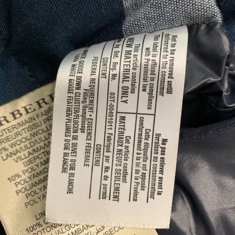 BURBERRY BRIT  Size L Navy Quilted Wool Polyamide Jacket