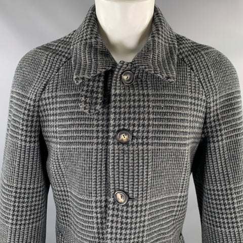 PAOLO MARTORANO Size M Charcoal Plaid Wool Raglan Sleeve Coat
