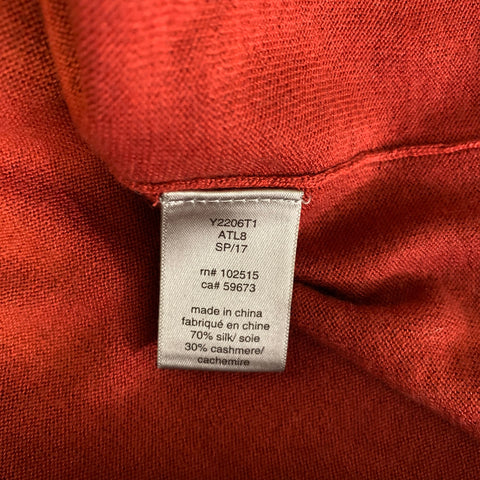 JOHN VARVATOS Size L Red Cashmere silk V Neck Pullover