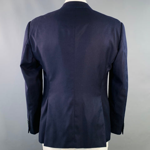 GIORGIO ARMANI Size 46 Navy Woven Virgin Wool Notch Lapel Sport Coat