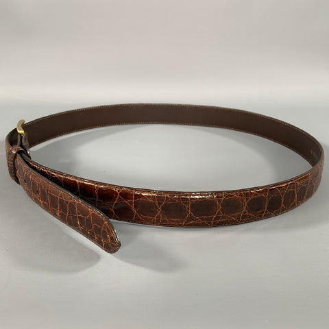 GARYS & COMPANY Size 40 Brown Crackled Crocodile Belt