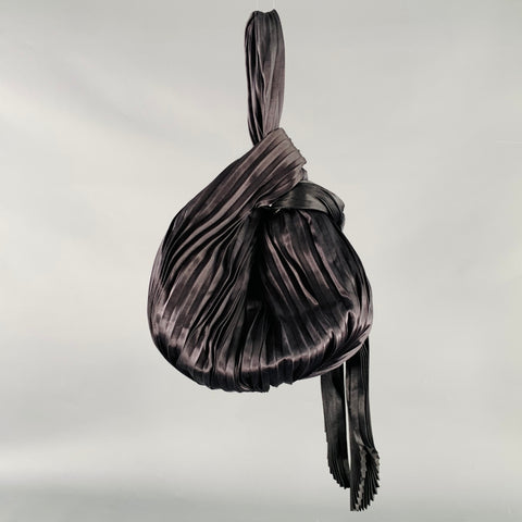 GIORGIO ARMANI Black Pleated Silk Evening Handbag