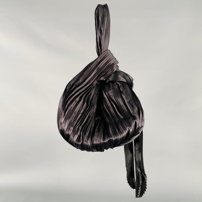 GIORGIO ARMANI Black Pleated Silk Evening Handbag