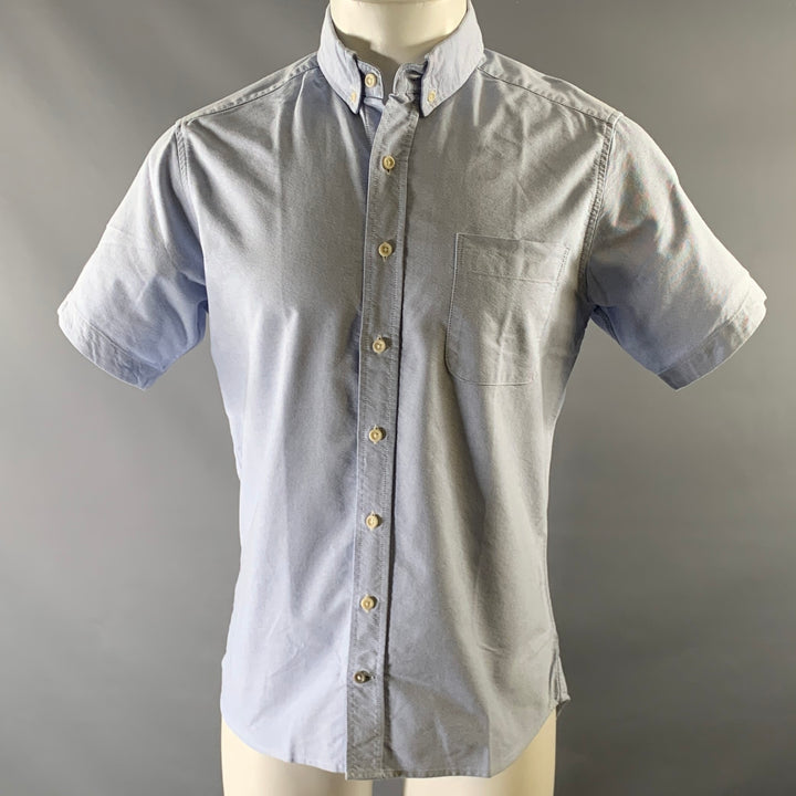 TAYLOR STITCH Size S Blue Heather Cotton Button Down Short Sleeve Shirt