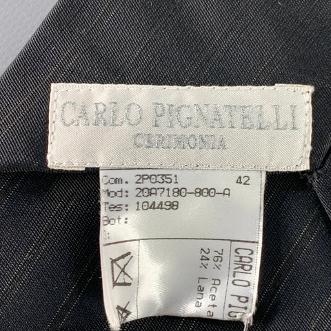 CARLO PIGNATELLI Black Silver Stripe Acetate Virgin Wool Tie