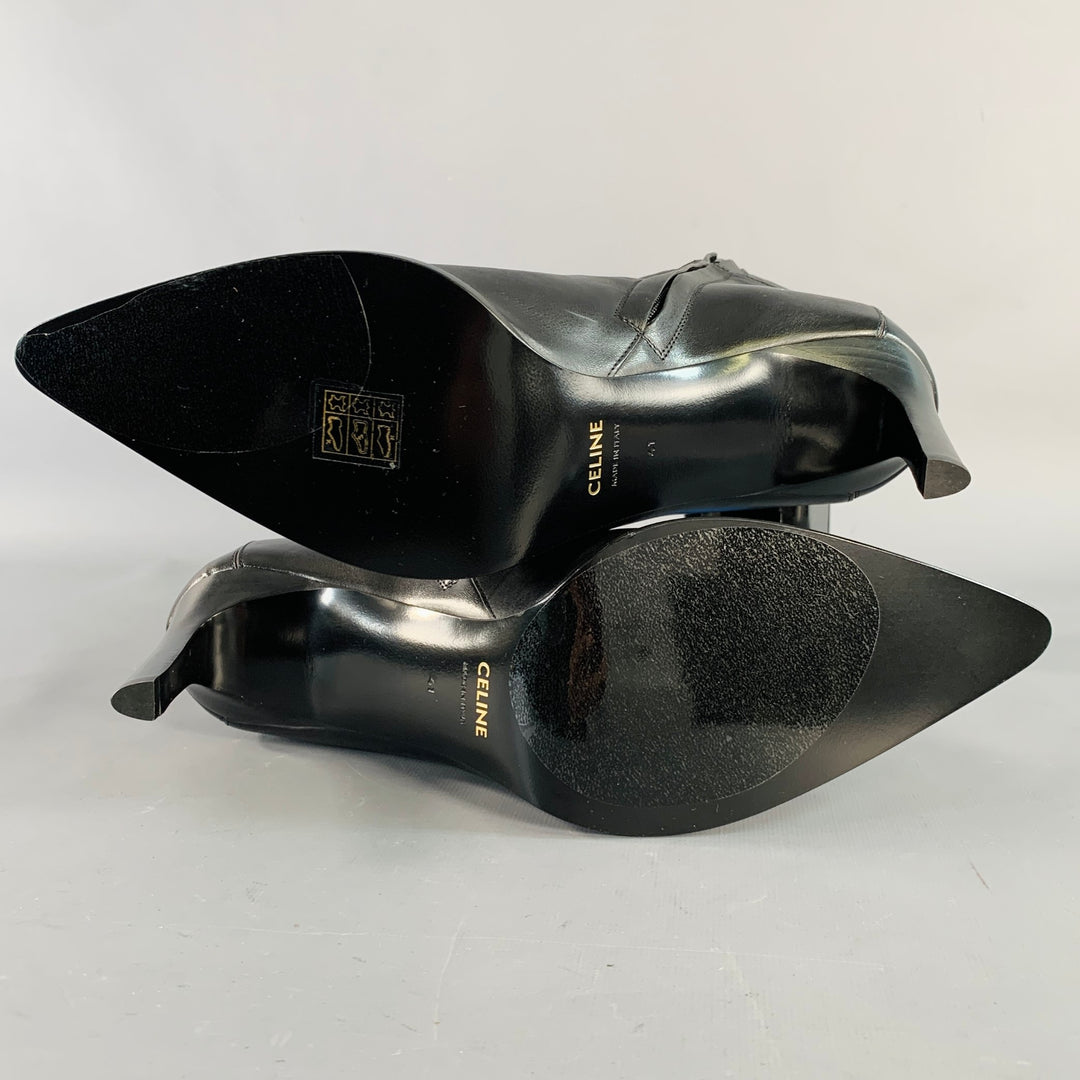 CELINE Size 11 Verneiul Triomphe Black Leather Pointed Toe  display picture 2
