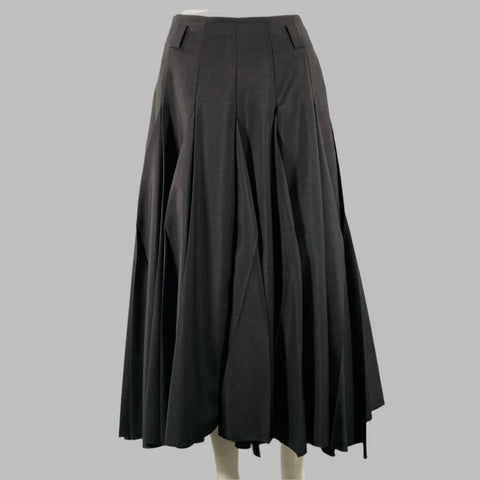 PRADA Size 2 Black Mohair Wool Pleated Long Skirt
