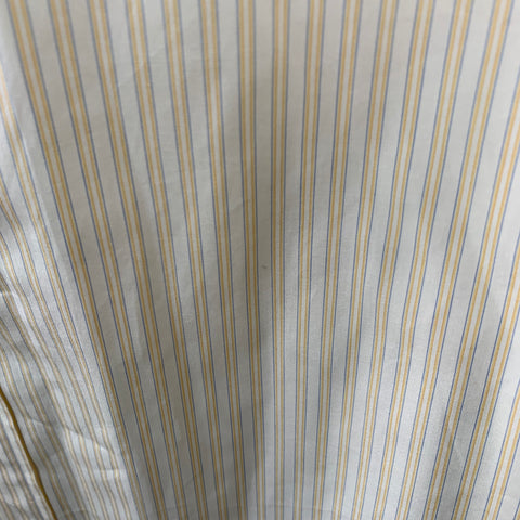 BRIONI Size M Yellow Blue White Stripe Cotton One Pocket Long Sleeve Shirt