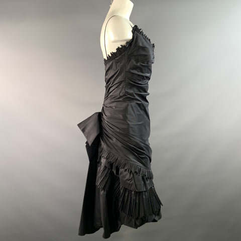 NEIMAN MARCUS Size 8 Grey Silk Ruched Cocktail Dress
