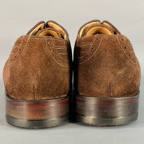 CHARLES TYRWHITT Size 9 Parker Brown Perforated Suede Oxford Lace-Up Shoes