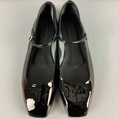 AEYDE Size 10 Black Patent Leather Mary Jane Flats
