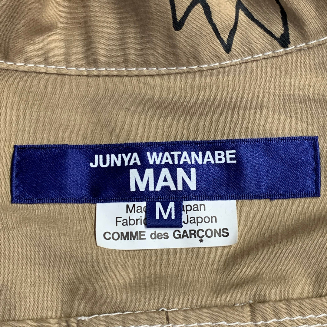 JUNYA WATANABE x BASQUIAT Size M Tan Black Graffiti Cotton Two Pockets Long Sleeve Shirt