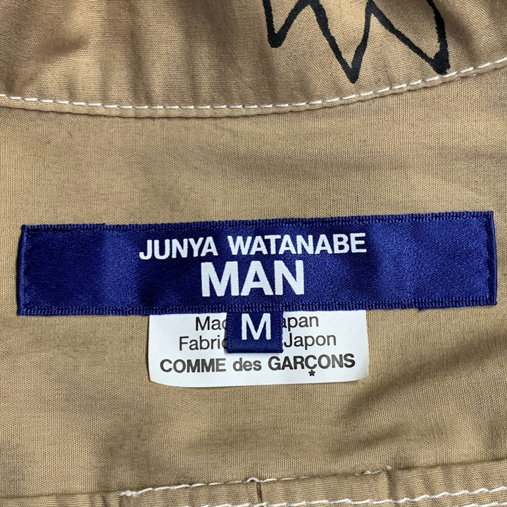 JUNYA WATANABE x BASQUIAT Size M Tan Black Graffiti Cotton Two Pockets Long Sleeve Shirt