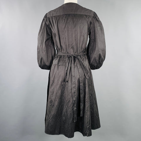 CALYPSO Size S Black Silk Wrinkled Wrap Dress