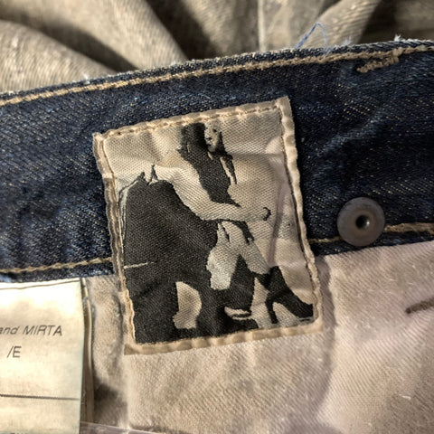 RICK OWENS Size 31 Tan Blue Distressed Cotton Shorts