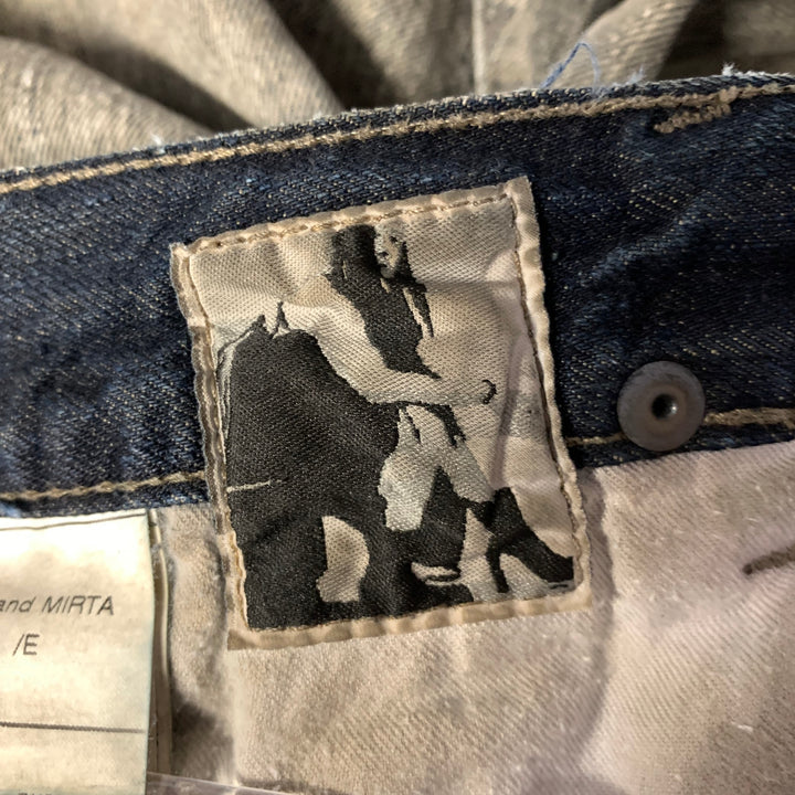 RICK OWENS Size 31 Tan Blue Distressed Cotton Shorts