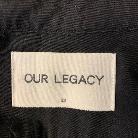 OUR LEGACY Size L Black Patchwork Cotton Tunic Short Sleeve Shirt