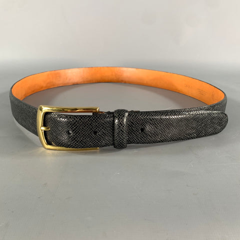 MARTIN DINGMAN Size 36 Black Crackled Leather Belt