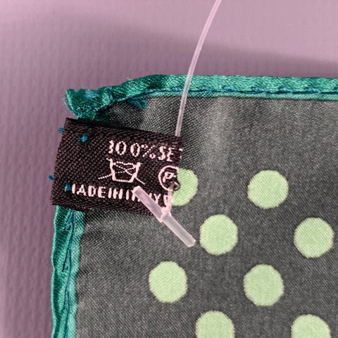ERMENEGILDO ZEGNA Green Dark Green Dots Silk Pocket Square