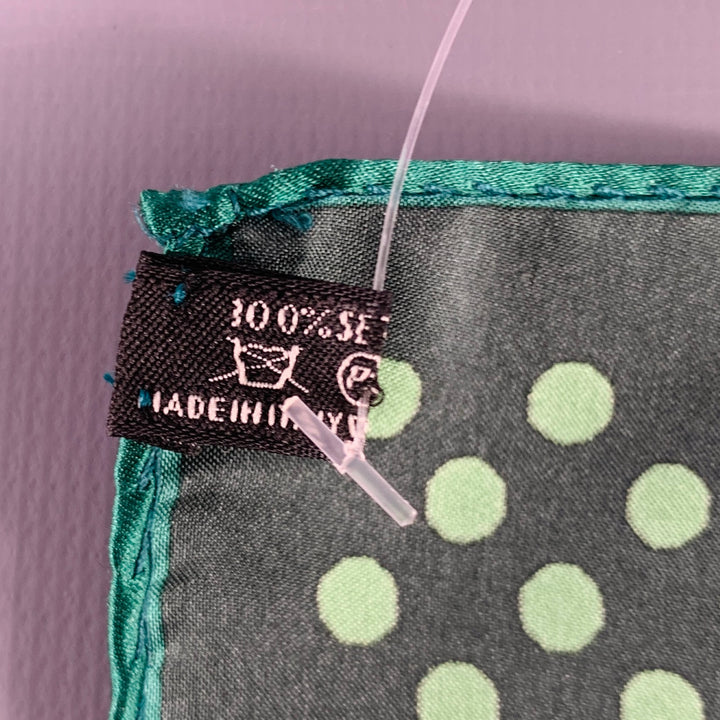 ERMENEGILDO ZEGNA Green Dark Green Dots Silk Pocket Square