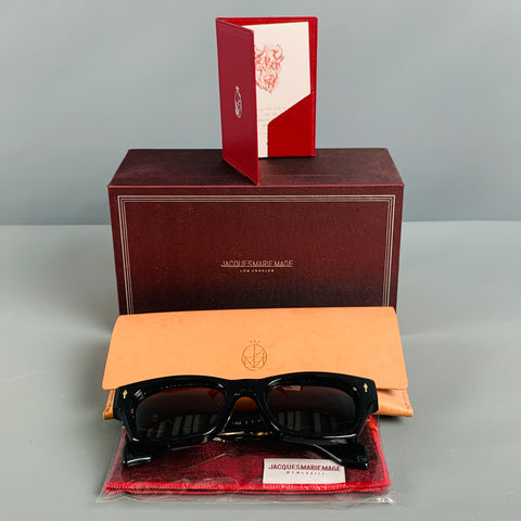 JACQUES MARIE MAGE Black Gold Stripe Acetate Sunglasses