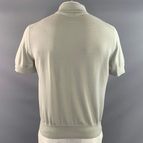 TOM FORD Size L Grey Light Grey Knitted Cashmere Silk Buttoned Polo