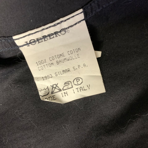 ICEBERG Size L Black Multi-Color Embroidery Cotton Long Sleeve Shirt