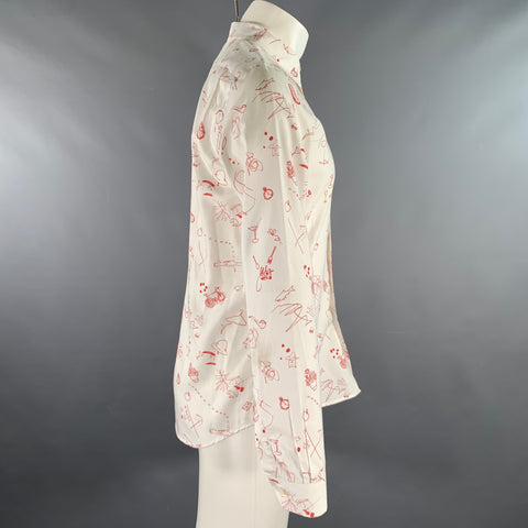 PS by PAUL SMITH Size M White Red Graphic Cotton Button Up Long Sleeve Shirt