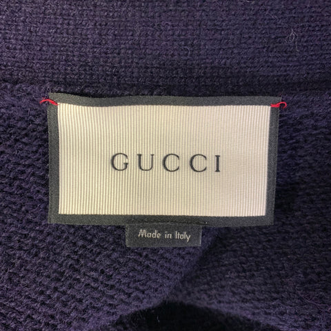 GUCCI Size S Navy Knit Wool Ribbed Cardigan