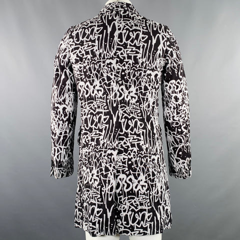 COMME des GARCONS 2019 Size M Black White Print Polyester Coat
