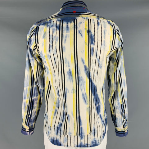 ROBERT GRAHAM Size L White Blue Yellow Stripe Cotton Long Sleeve Shirt
