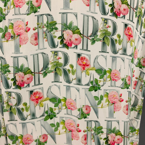 REPRESENT Size XL White Multi-Color Floral Logo Viscose Camp Short Sleeve Shirt