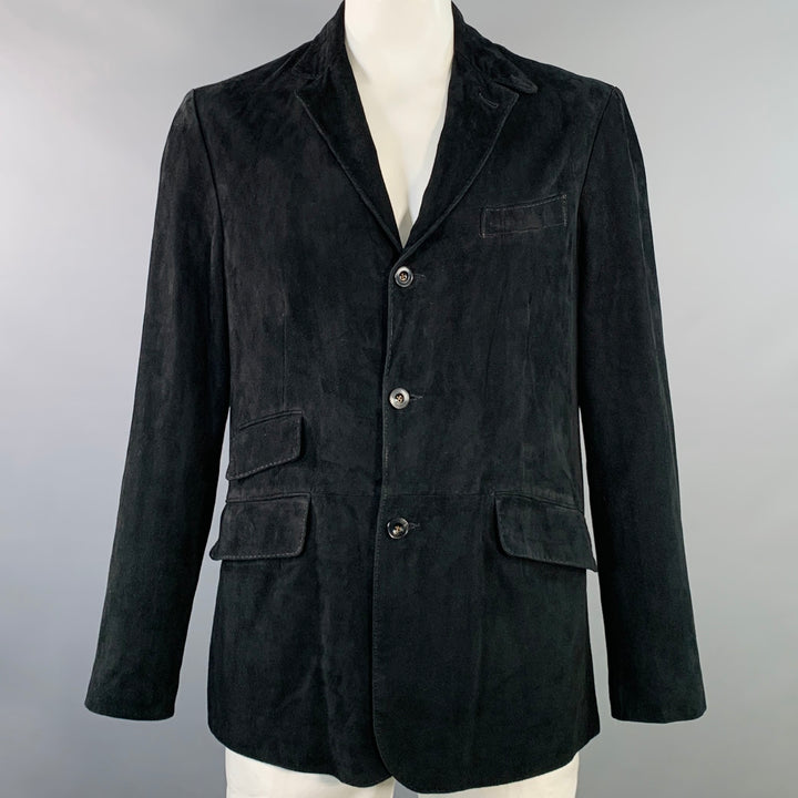 POLO by RALPH LAUREN Size L Black Suede Shirt Jacket