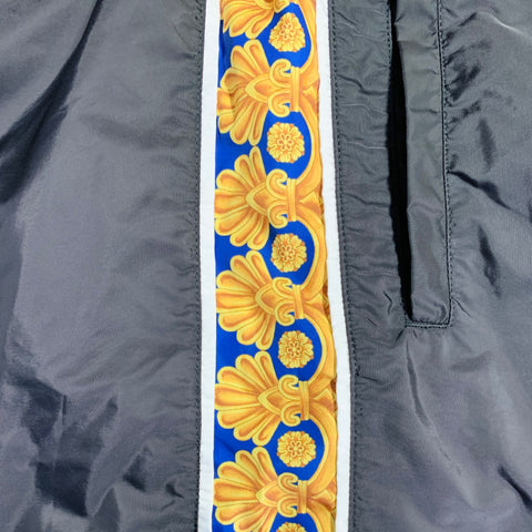 VERSACE Size 36 Black Blue Gold Vertical Stripe Nylon Sweatpants Casual Pants