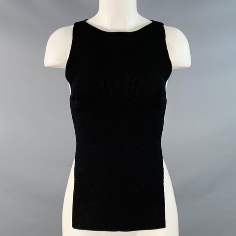 KHAITE Size XS Black Viscose Blend Rib Knit Sleeveless Casual Top