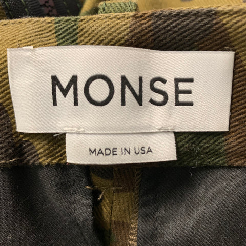 MONSE Taille 0 Pantalon décontracté en coton olive marron avec fermetures éclair et détails