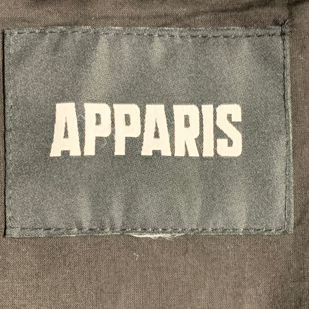 APPARIS Size XL Black Polyester Tweed Patch Pockets Fringed Coat