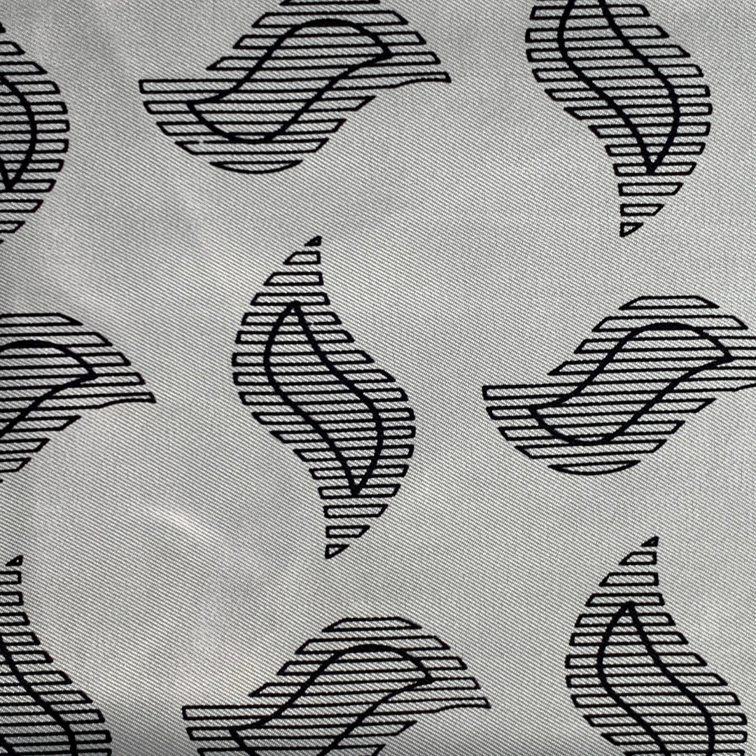 TURNBULL & ASSER Cream Black Abstract Paisley Silk Pocket Square