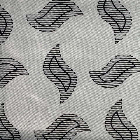 TURNBULL & ASSER Cream Black Abstract Paisley Silk Pocket Square