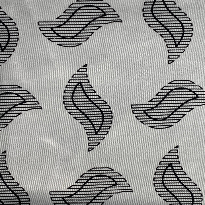 TURNBULL & ASSER Cream Black Abstract Paisley Silk Pocket Square