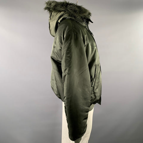 WTAPS Size XL Green Hooded Bomber Coat
