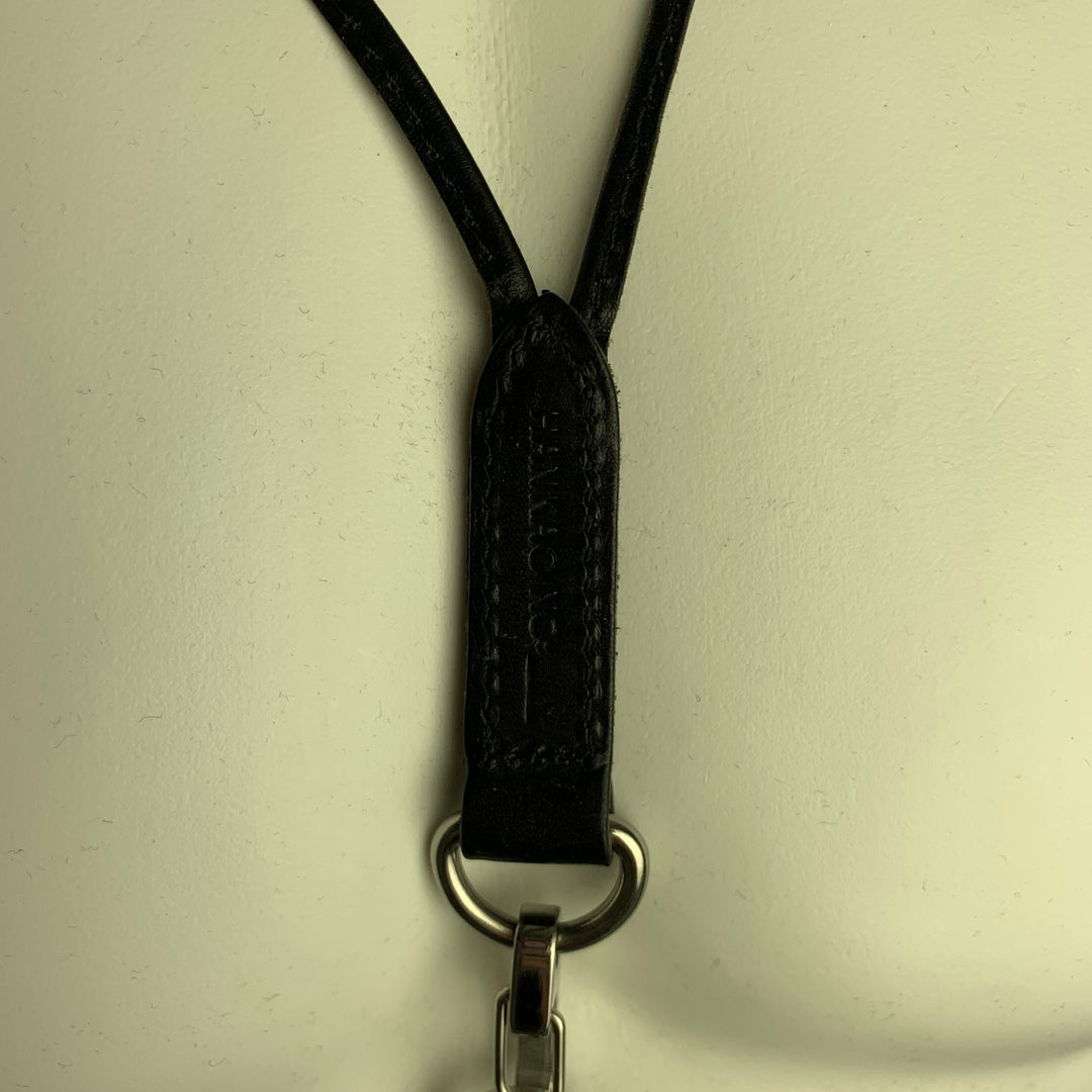 HANKAO NO Black Leather Metal Necklace