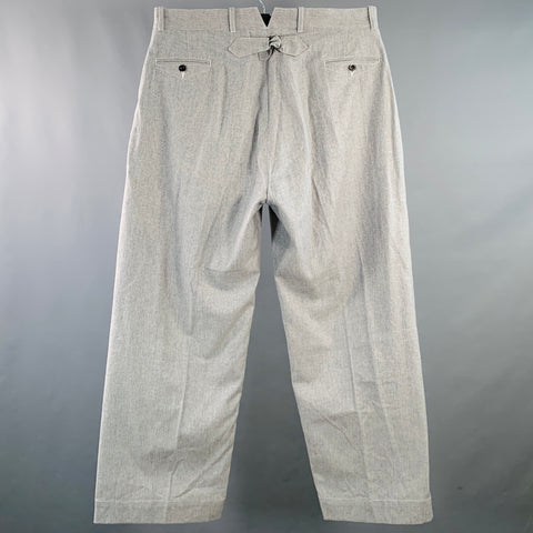 BELAFONTE Size XL Navy White Herringbone Cotton Tapered Button Fly Casual Pants
