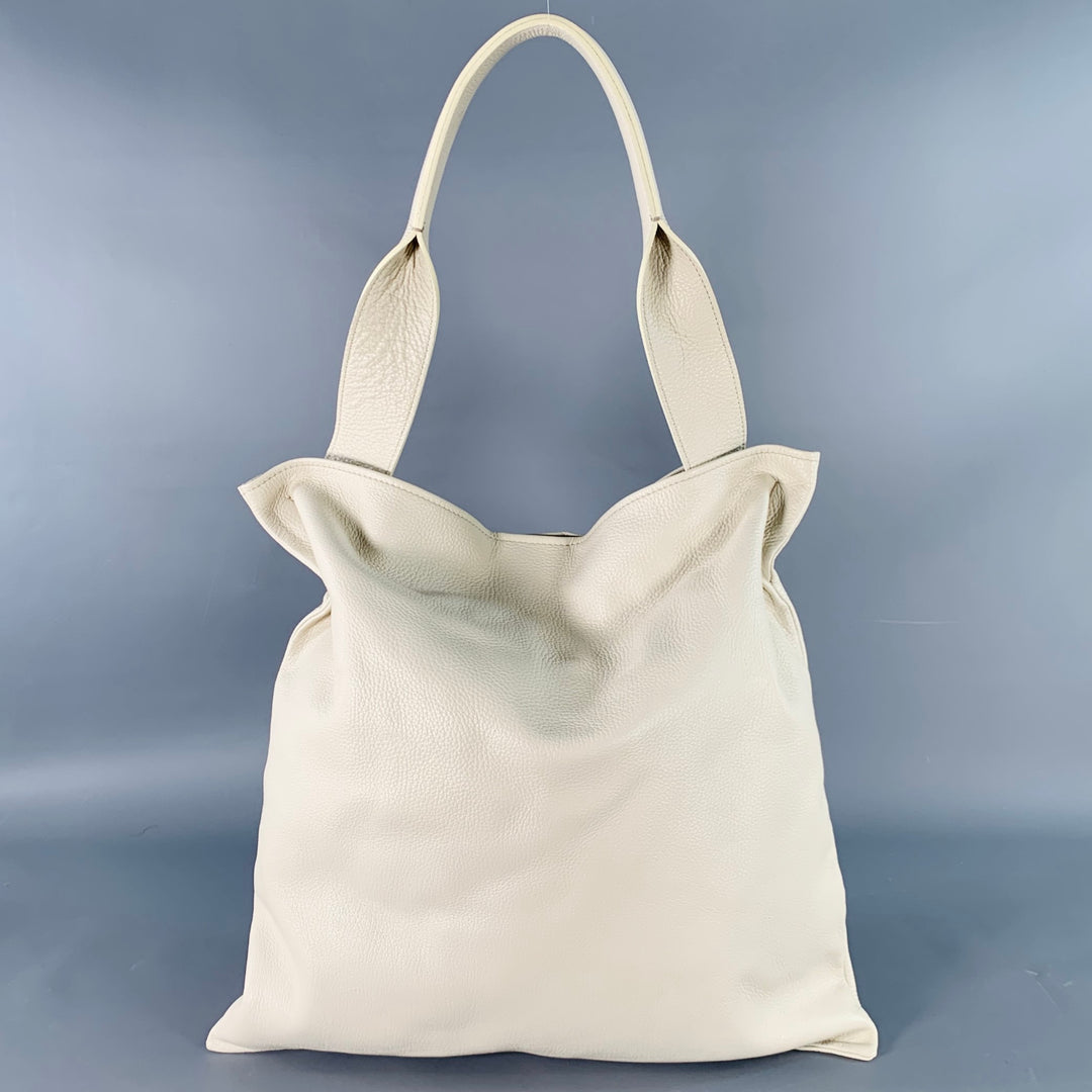 LABONIN Beige Stone Pebble Grain Leather Tote Bag