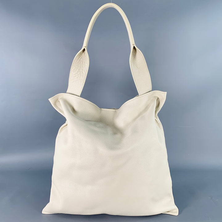 LABONIN Beige Stone Pebble Grain Leather Tote Bag