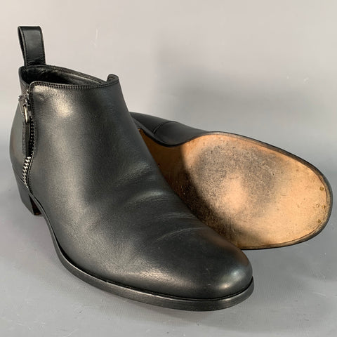 GUCCI Size 8 Black Leather Side Zipper Ankle Boots