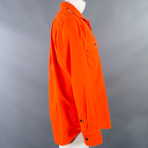 FILSON Size M Orange Cotton Two Pockets Long Sleeve Shirt