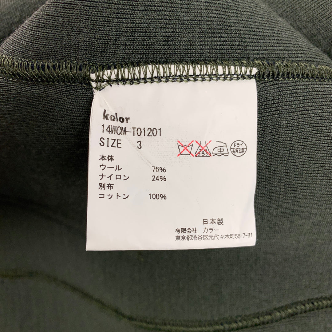 KOLOR Size L Navy Green Contrast Stitch Wool Nylon Sport Coat