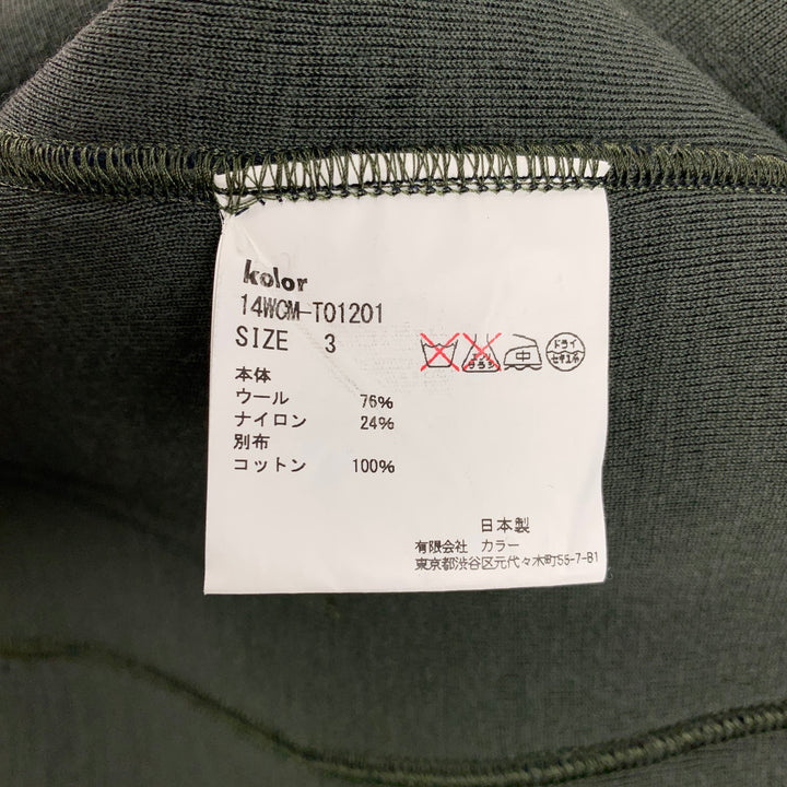 KOLOR Size L Navy Green Contrast Stitch Wool Nylon Sport Coat