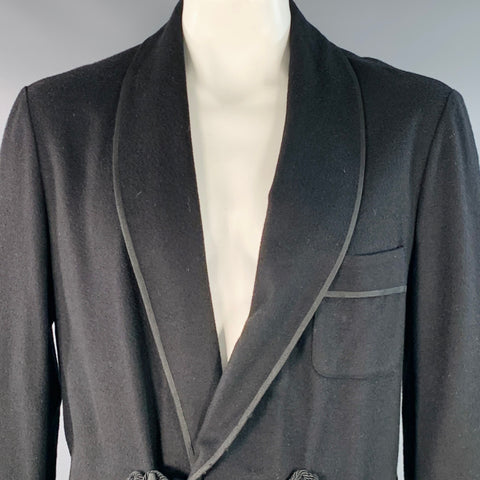 ALAN BILZERIAN Size XL Black Cashmere Shawl Collar Toggle Closure Coat